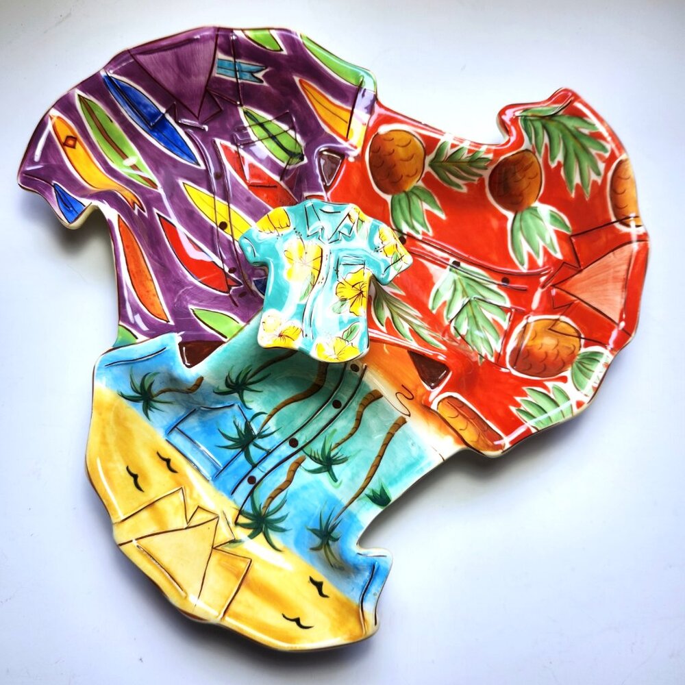 Vintage Hand‑Painted Studio Pottery Dish – Colourful Abstract Ceramic Art